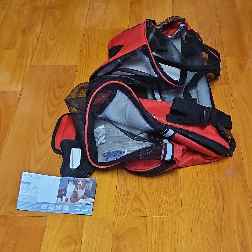 Paws and Pals-Red Mesh Pet Travel Backpack Carrier with Breathable Panels